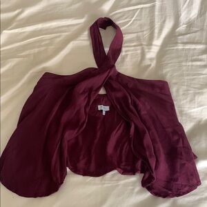 TOBI NWOT On The Rise Burgundy Cross-Front Halter Top